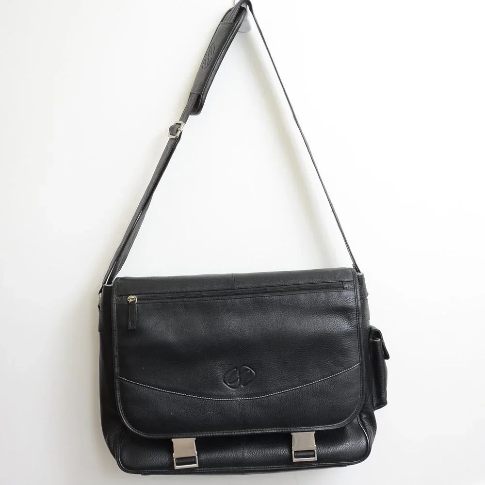 Premium Leather 14 MacBook Pro Messenger Bag w/Sleeve by Michael Santoro Design